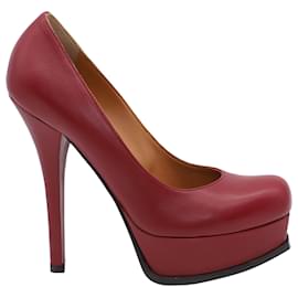 Fendi-Fendi Zapatos de salón Fendista 135 en cuero rojo-Castaño,Roja