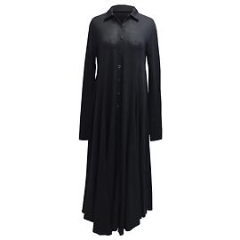 Jil Sander Midi-Hemdkleid aus schwarzer Wolle Schwarz