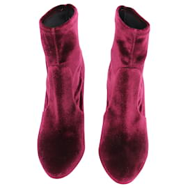 Aquazzura-Aquazzura So Me 85 Ankle Boots in Burgundy Velvet-Red,Dark red