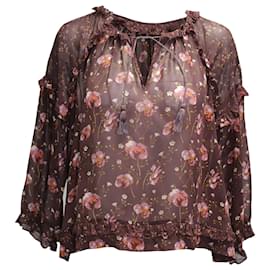 Ulla Johnson-Ulla Johnson Raine Floral Blouse in Brown SIlk-Brown