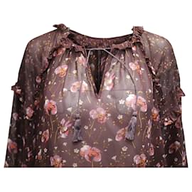Ulla Johnson-Ulla Johnson Raine Floral Blouse in Brown SIlk-Brown