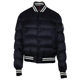 Jaqueta Bomber acolchoada Moncler Vincennes em Nylon Azul Marinho Azul Azul marinho