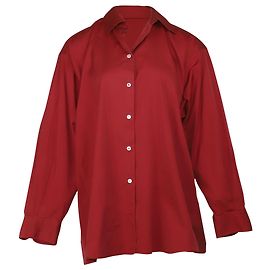 Camicia oversize a maniche lunghe The Row Luka in cotone rosso Bordò