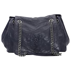 Saint Laurent-Handtasche aus Leder von Nikki-Blau,Marineblau