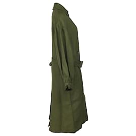 Autre Marque-Loulou Studio Pukapuka Oversized Trench Coat in Olive Linen-Green,Olive green
