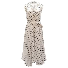 Balenciaga-Balenciaga Pola Dot Midi Dress in White Print Silk-Other