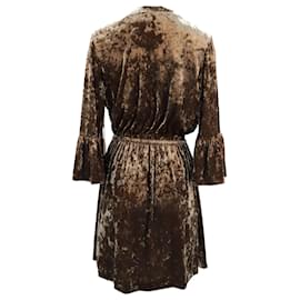 L'Agence-L'agence Riley Wrap Velvet Dress in Brown Polyester-Brown