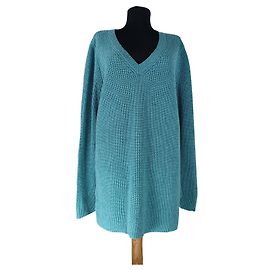 Autre Marque WooLovers Langer Pullover Grün Kaschmir Merino Wolle L Grün