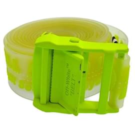 Off White-[Used] OFF-WHITE 18SS Rubber Industrial Belt Rubber Industrial Logo Total Pattern Belt Yellow-Yellow