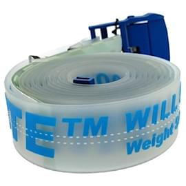 Off White-[Used] OFF-WHITE 18SS Rubber Industrial Belt Rubber Industrial Logo Total Pattern Belt Blue-Blue