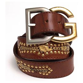 [Usado] DOLCE & GABBANA Cinto de couro masculino DOLCE & GABBANA Marrom