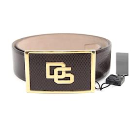 [Used] Dolce & Gabbana belts Dark brown Python embossed leather 85cm Dark brown
