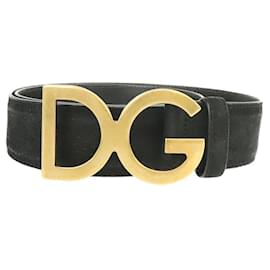 Dolce & Gabbana-[Used] Dolce & Gabbana Men's Logo Belt BC4188 used 90cm / 36inch Black Gold Suede Leather DOLCE & GABBANA-Black,Golden