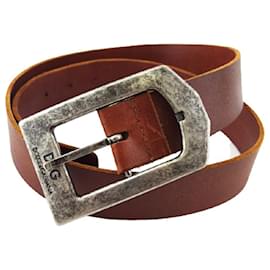 Dolce & Gabbana-[Used] Dolce & Gabbana Belt Men's Allowed Brown Silver Leather x Metal Fittings DOLCE & GABBANA T20340-Brown,Silvery