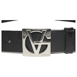 Gianni Versace-[Used] GIANNI VERSACE Gianni Versace Medusa Embossed GV Buckle Leather Belt Black size 80/32 Men's Vintage-Black