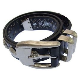 [Gebraucht] Gürtel / Strass / 65/26 Schwarz x Silber Versace Herren T14053 Schwarz Silber
