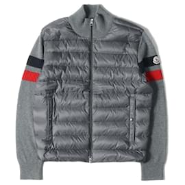 Moncler-[Used] MONCLER Moncler Jacket Knit Combination Nylon Full Zip Down Jacket CARDIGAN TRICOT 20AW Gray Gray XL Outer Blouson [Men]-Grey