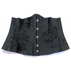 Carine Gilson silk satin underbust corset Black Dark green