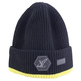 Louis Vuitton-Virgil Abloh 2054 Black Yellow Knit Gravity Beanie Hat Cap-Other