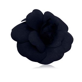 Chanel Vintage schwarze Seide Blume Pin Brosche Kamelie Kamelie Schwarz