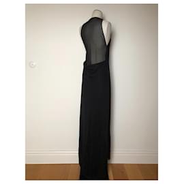 Christian Dior-Dior black maxi dress with train and drape at the back-Black