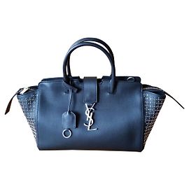 SAINT LAURENT CABAS B. BORSA IN PELLE CON BORCHIE Nero