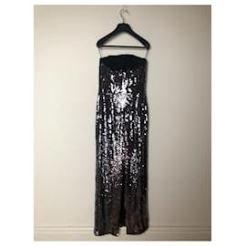 Christian Dior-Dior strapless silver sequin dress-Black,Silver hardware