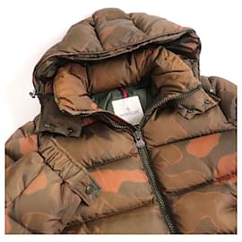 Moncler-[Used] AW MONCLER / Moncler MAYA GIUBBOTTO / Maya logo emblem WZIP hooded down jacket camouflage / brown 1-Brown