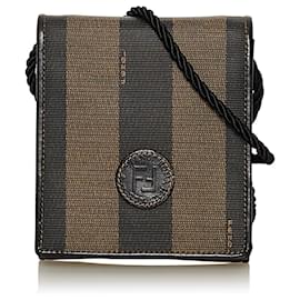 Fendi-Sac bandoulière Fendi Pequin marron-Marron,Noir