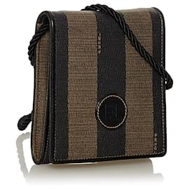 Fendi-Sac bandoulière Fendi Pequin marron-Marron,Noir