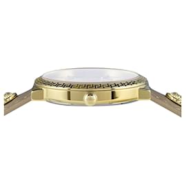 Versace-Glamour Leather Watch-Golden,Metallic