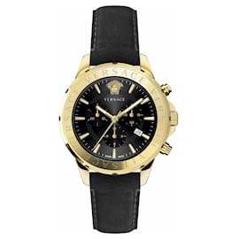 Versace-Versace Chrono Signature Strap Watch-Golden,Metallic