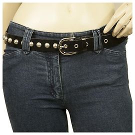 Isabel Marant Cinturón de Mujer Charol Negro con Perlas talla L Negro