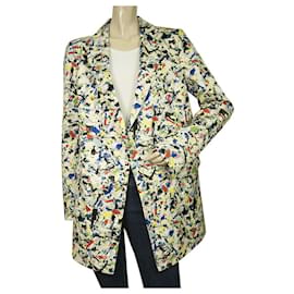 Jil Sander-Jil Sander Multicolor Pop Art One Button Blazer Chaqueta de lana/seda tamaño 38-Multicolor