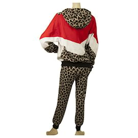 Msgm-MSGM Animal Leopard Print Sudadera con capucha Top Pantalones de chándal Conjunto de salón de algodón (S-XS)-Multicolor