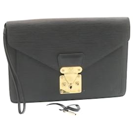 Louis Vuitton-LOUIS VUITTON Epi Sellier Dragonne Clutch Negro M52612 Autenticación LV rz025-Negro