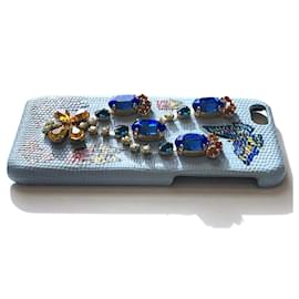 Dolce & Gabbana-Dolce and Gabbana Crystal Phone Case-Light blue