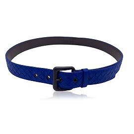 Bottega Veneta Cinturón de piel entrelazada azul eléctrico 100/40 Azul