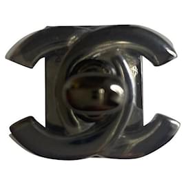 CLASP ORIGINAL CHANEL ( Bolsa intemporal )prata preta Hardware prateado