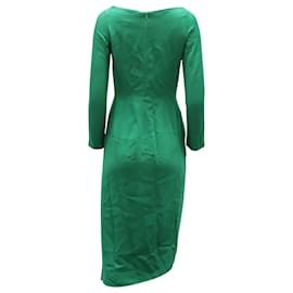 Autre Marque-Michelle Mason Robe mi-longue asymétrique à col bénitier en viscose verte-Vert