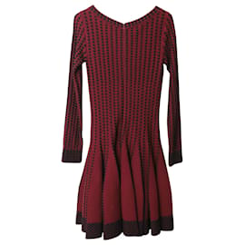 Alaïa-Alaia Courte Mini Dress in Red Wool-Red