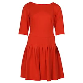Issa-Issa Pleated Dress in Orange Viscose-Orange