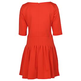 Issa-Issa Pleated Dress in Orange Viscose-Orange