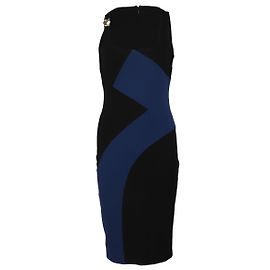 Gianni Versace getäfeltes Bandagekleid aus blauem Polyester Andere