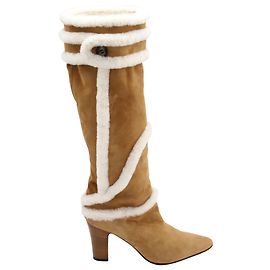Botas Manolo Blahnik Cluntius Shearling com acabamento em camurça marrom Marrom Bege