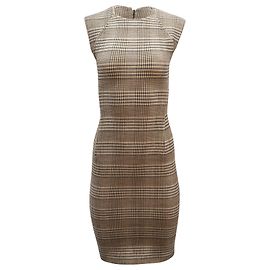 VESTIDO MIDI PODER A CUADROS DE THEORY EN LANA MARRÓN Castaño