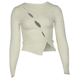 Jacquemus x SSENSE La Maille Pau Pullover aus cremefarbener Wolle Weiß Roh