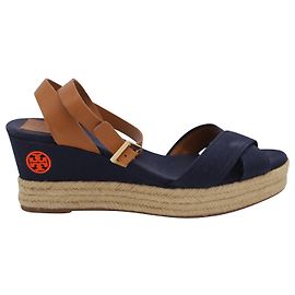 Sandali con zeppa espadrillas Tory Burch in tela blu Blu