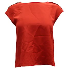 Escada-Escada Nerodala Blusa Cap-Sleeve em seda vermelha-Vermelho