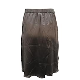 Vince-Vince Slit Skirt in Black Silk-Black